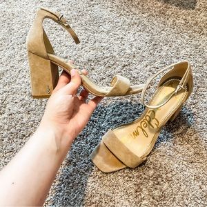 SAM EDELMAN beige block heels